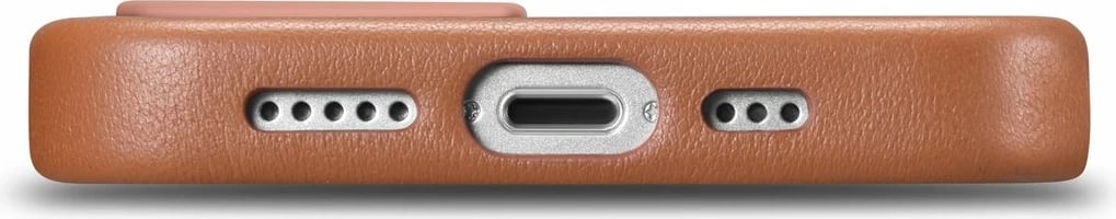 Mbështjellës iCarer për iPhone 14, lëkurë natyrale, MagSafe, Kafe