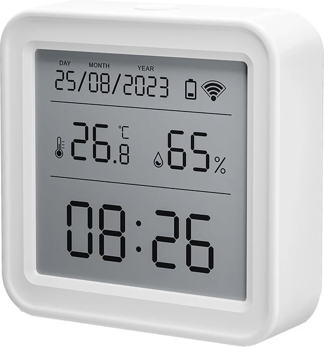 Sensor temperature dhe lagështie smart Gosund ST17 me ekran LCD, Zigbee, i bardhë