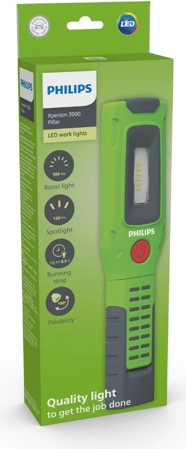 Dritë pune Philips Xperion 3000 LUMX30PILLX1, LED, me bateri, Jeshile