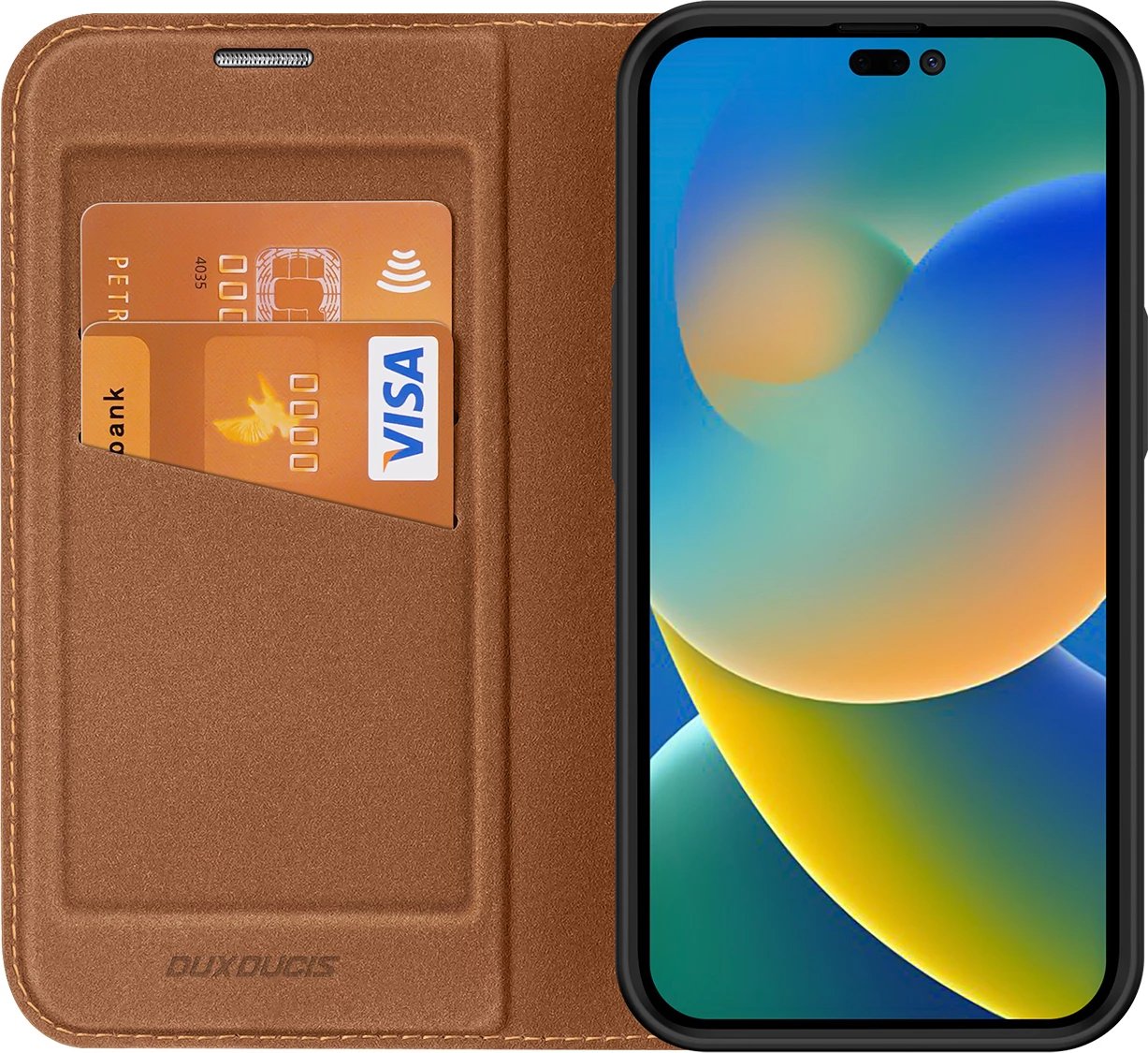 Mbështjellës Dux Ducis Skin X2 për iPhone 14 Pro Max, me kapak magnetik, kafe