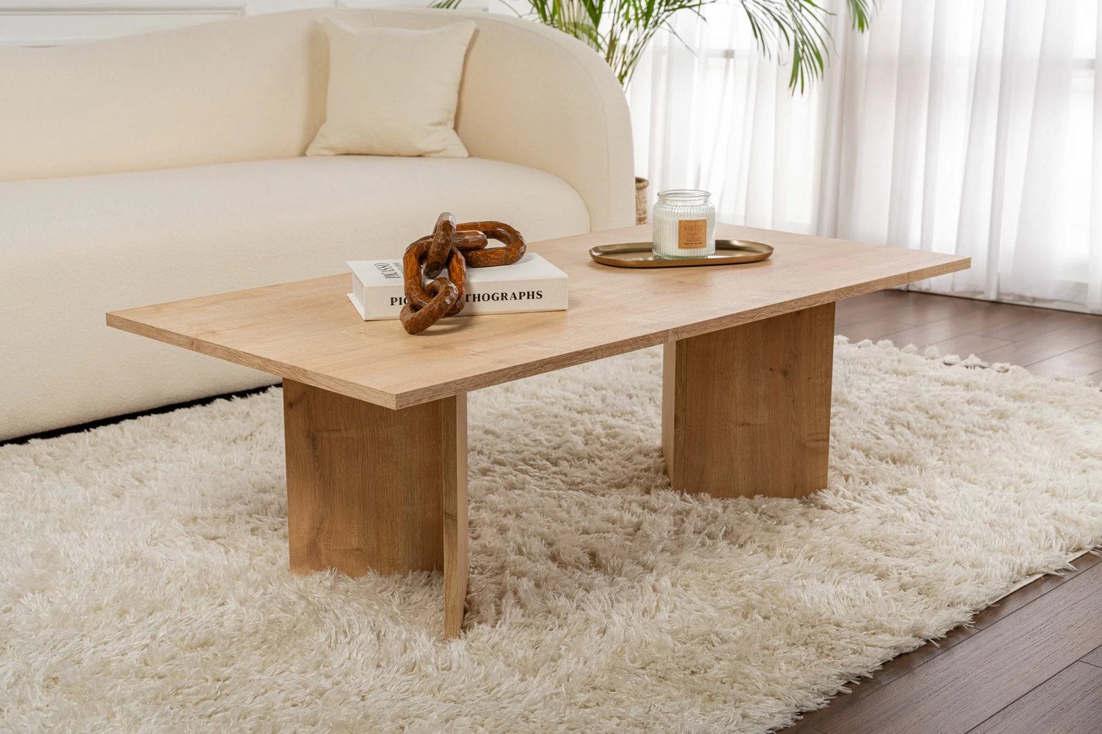 Tavolinë kafeje Nordure, Sabin, ngjyrë lisi Sapphire Oak