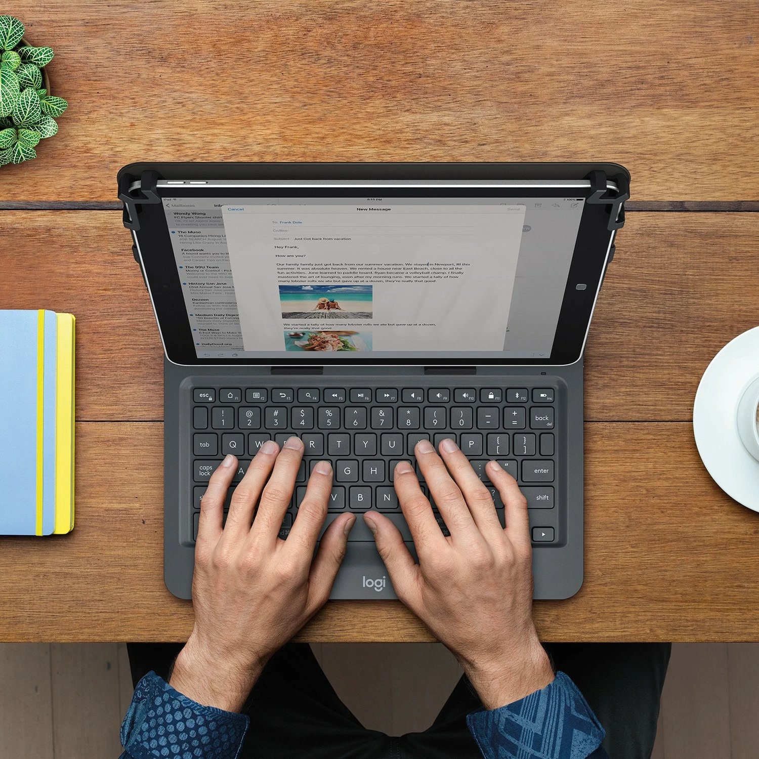 Mbështjellës me tastierë Logitech Universal Folio për tablet 9-10 inç, QWERTY, spanjisht, i zi