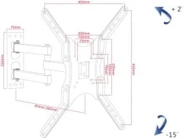 Mbajtëse muri për televizor ART, AR-61A,19-56", e zezë