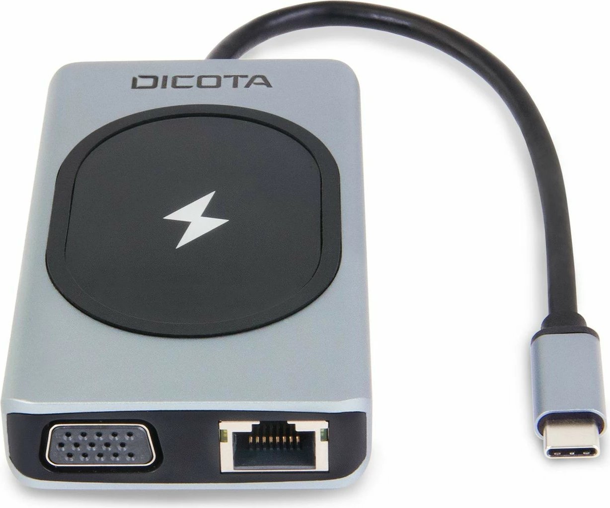 Docking station DICOTA D32059, USB-C, HDMI, RJ-45, USB 4 Type-A, VGA, SD/MicroSD, 100W, zi/argjendt