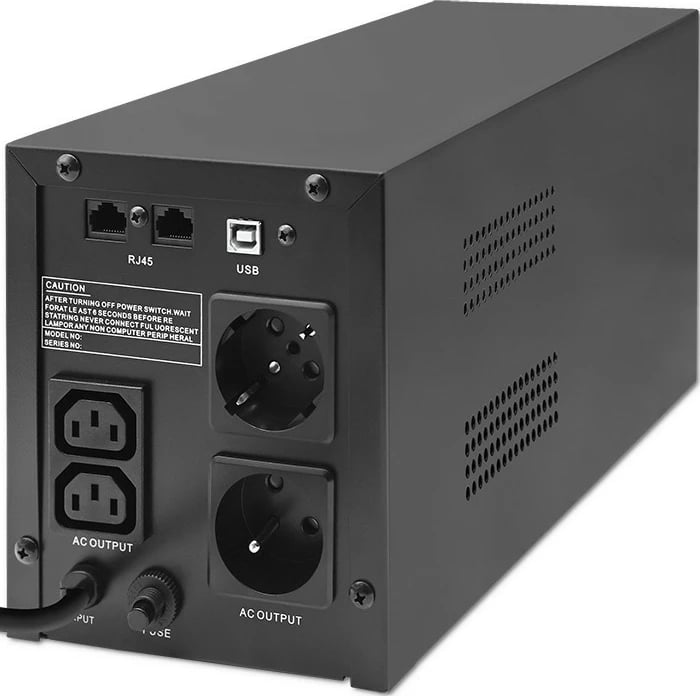 Kasë UPS Qoltec Monolith 1500VA 900W me LCD, USB, e zezë