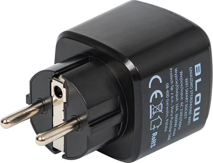 Prizë inteligjente WiFi BLOW TUYA V3, 16A, 3600W, e zezë