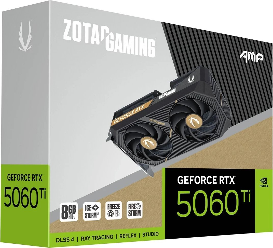 Kartelë grafike ZOTAC GAMING GeForce RTX 5060 Ti AMP, 8 GB GDDR7, Bardhë