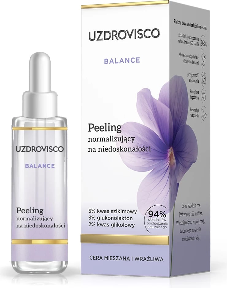 Peeling për fytyrë për femra UZDROVISCO Balance Normalizing Peeling for Imperfections, 30ml