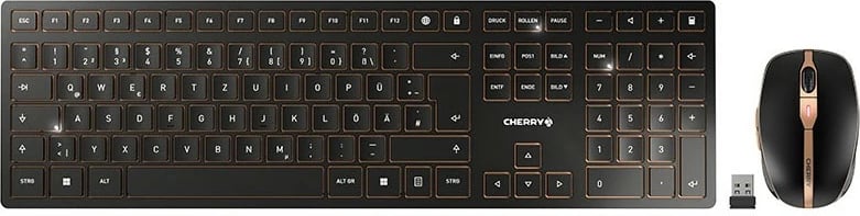 Set tastiere dhe mausi CHERRY DW 9100 SLIM, Wireless, RF Wireless + Bluetooth, QWERTZ, zi