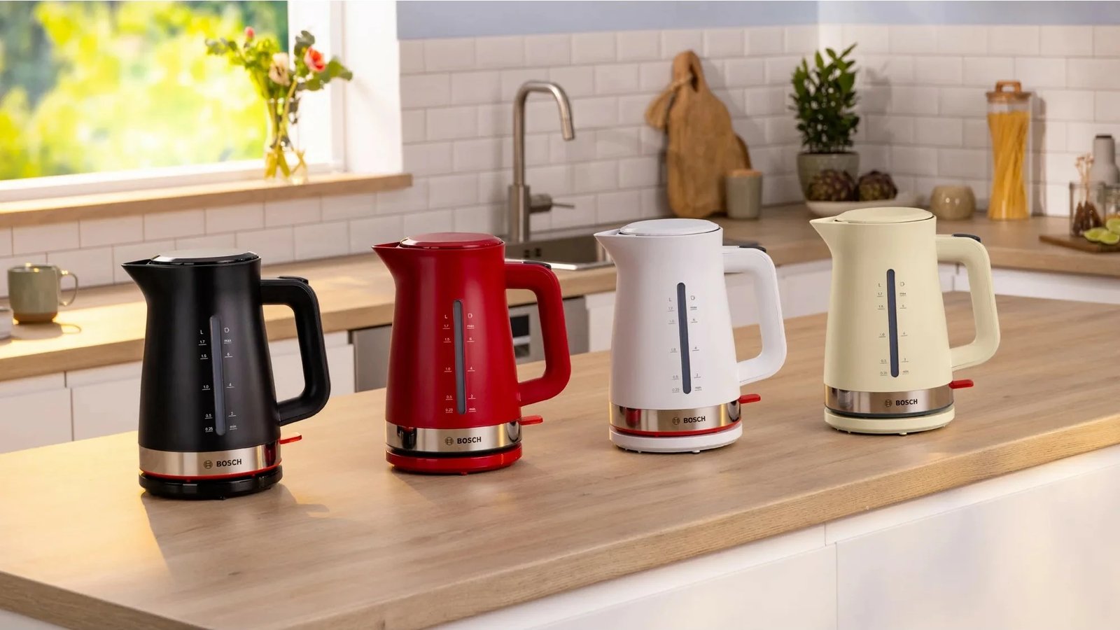 Çajnik Bosch TWK4M221, 1.7 L, 2400 W, Bardhë