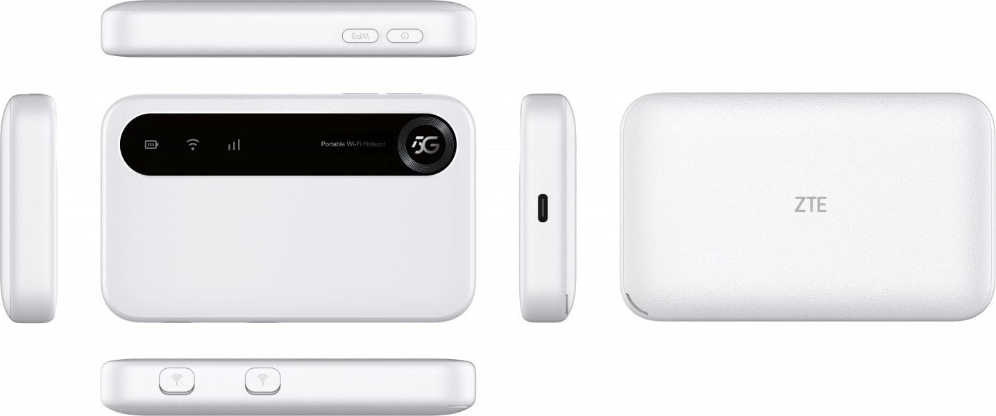 Router mobil ZTE U50 5G, WiFi 6, 4500 mAh, Bardhë/Zi