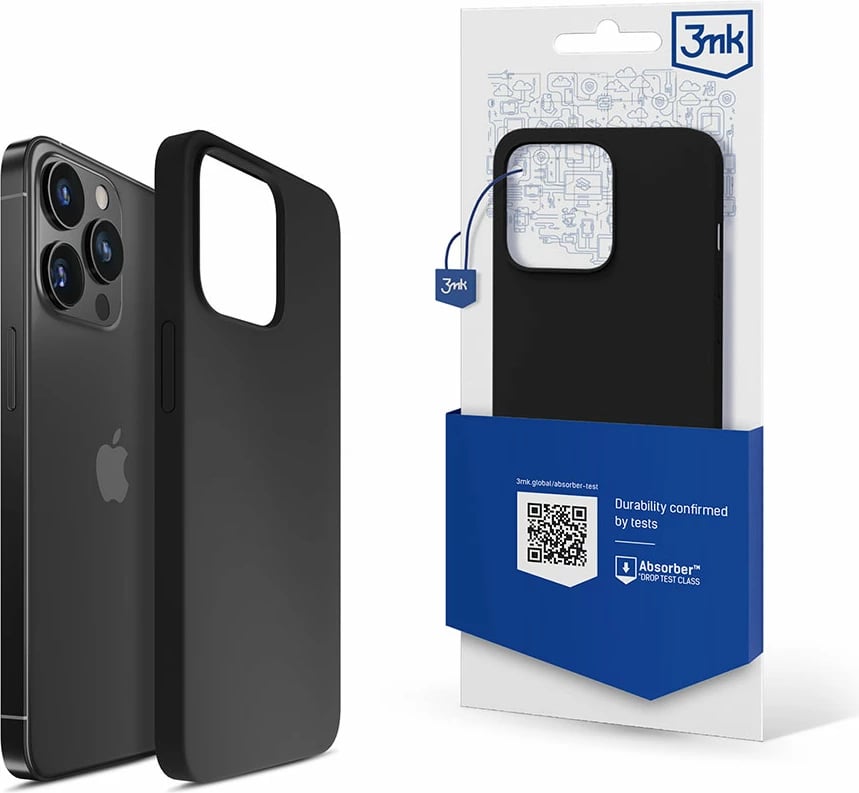 Mbështjellës silikon për celular 3mk, iPhone 14 Pro, i zi