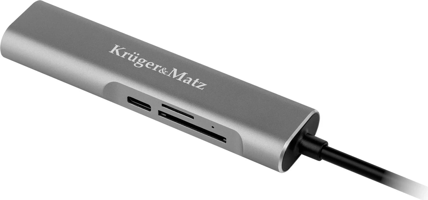 HUB Kruger & Matz USB Type-C në HDMI/USB3.0/SD/MicroSD/C, Gri