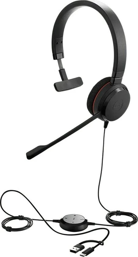 Kufje Jabra Evolve 20 MS Stereo me mikrofon, USB-A/USB-C, e zezë