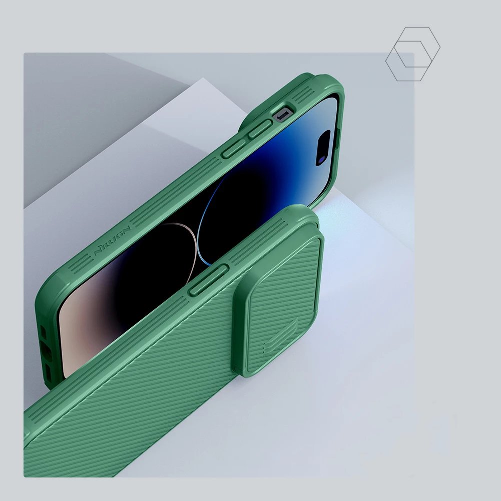 Mbështjellës Nillkin CamShield S Case për iPhone 14 Pro Max, me kapak kamere, vjollcë