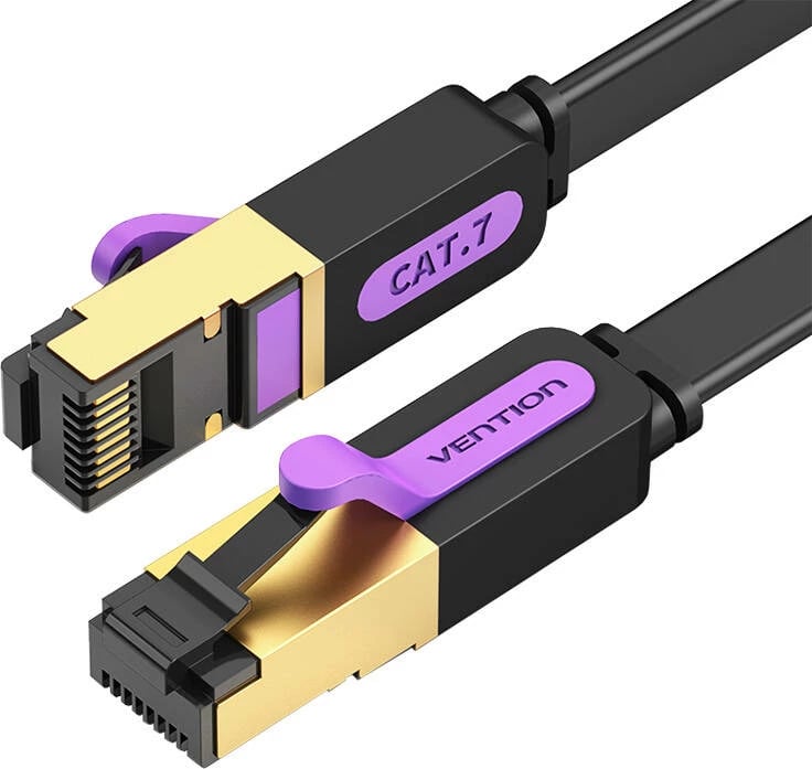 Kabllo rrjeti flat Vention ICABK CAT7, 8m, RJ45, 10Gbps, e zezë