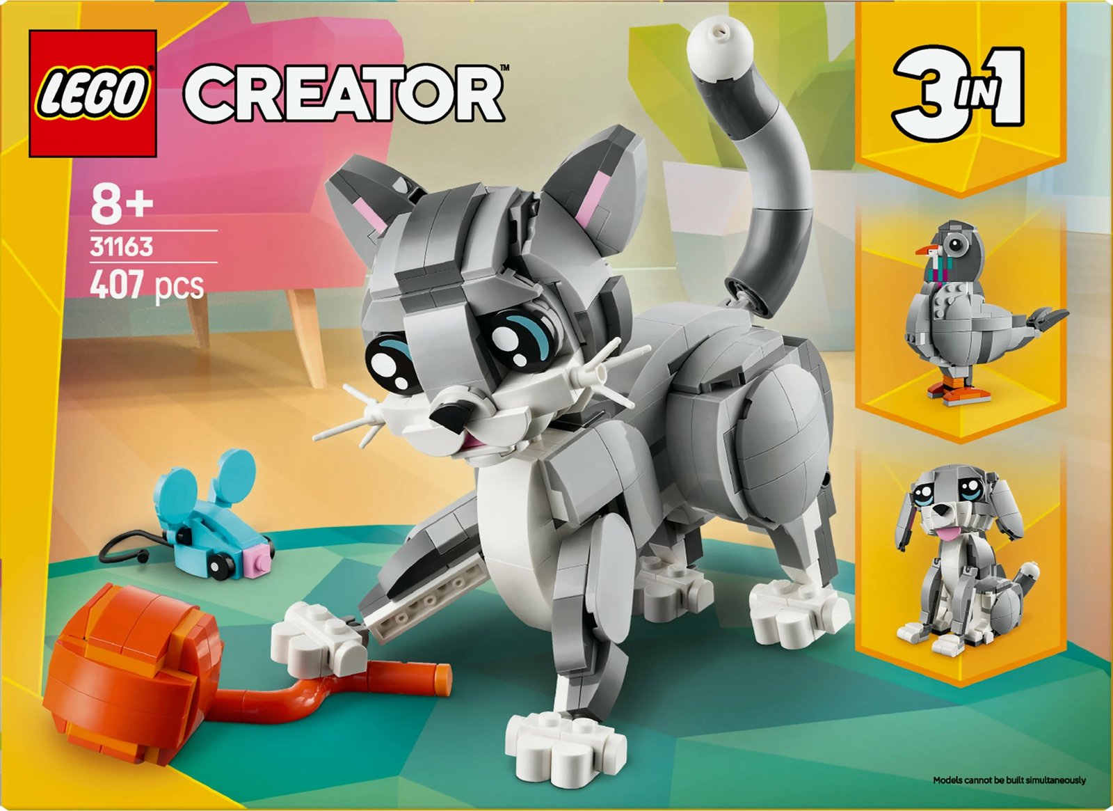 Set ndërtimi LEGO Creator Graue Katze 31163, multikolor
