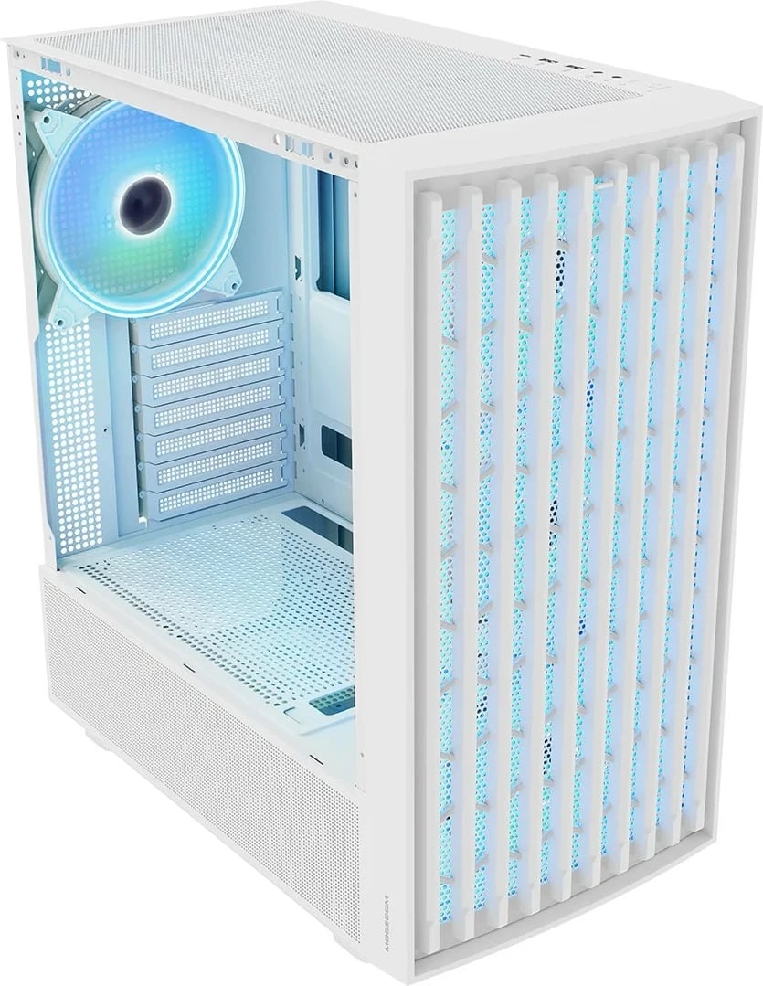 Kasë MODECOM Breeze ARGB FLOW Midi Tower, ARGB, e bardhë