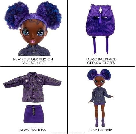Kukull Rainbow High Junior Krystal Bailey me aksesorë, 23 cm, vjollcë