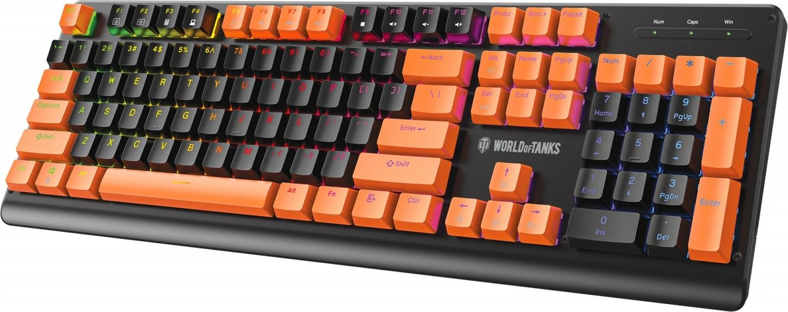 Tastierë mekanike gaming YENKEE DESTROYER WT300 World of Tanks, me ndriçim RGB, e zezë/portokalli