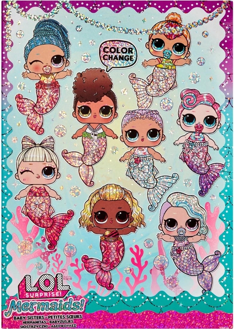 Kukull surprizë L.O.L. Surprise Mermaids, MGA, 510604-EUC, me bisht që ndryshon ngjyrë