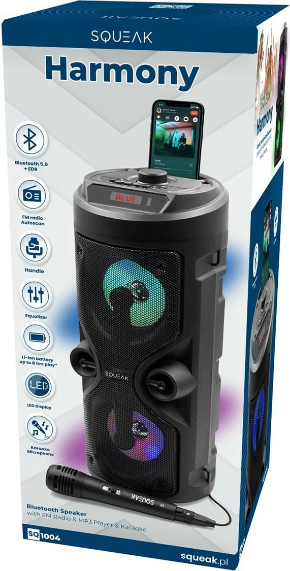 Altoparlant portabil SQUEAK SQ1004 me Bluetooth 5.0, karaoke, 40W, i zi, me mikrofon