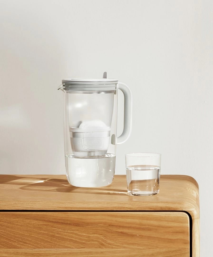 Ibrik filtruese uji BRITA Glass me filtër Maxtra Pro PP, 2.5L, Transparent/Gri