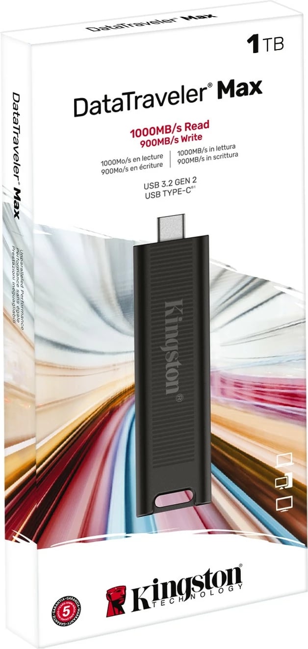 USB Kingston DataTraveler Max 1TB, USB Type-C, 3.2 Gen 2, 1000 MB/s, E zezë