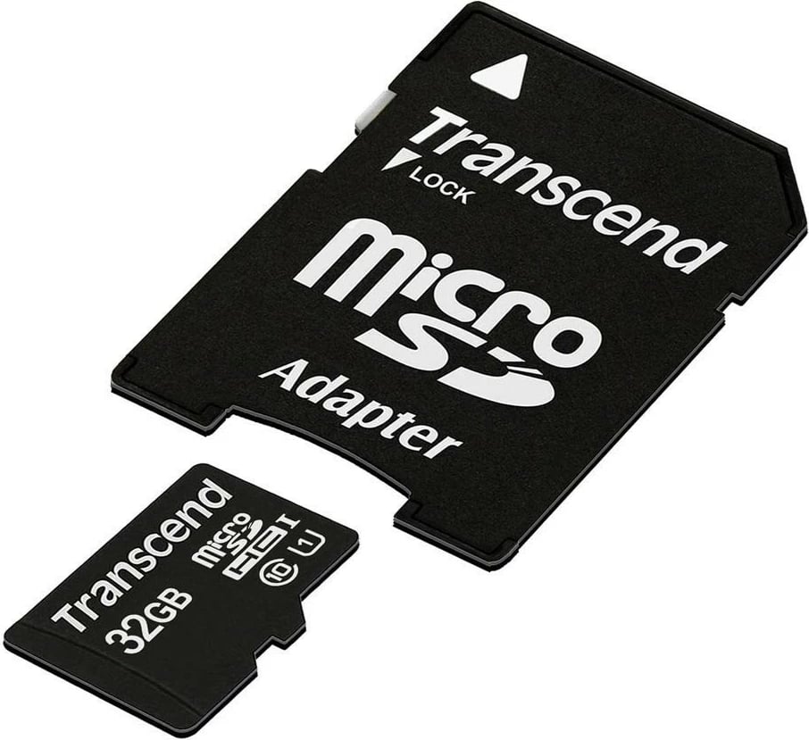 Kartelë memorie Transcend microSDHC 32GB, Class 10, UHS-I, me adapter, e zezë/kuqe