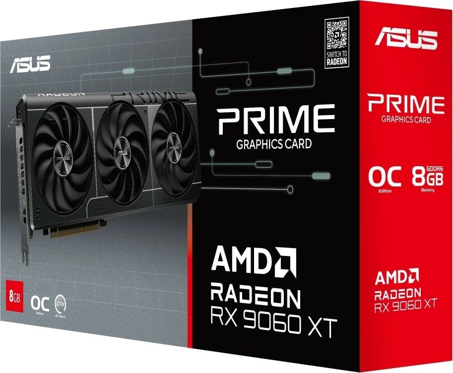Kartë grafike Asus Radeon Prime RX 9060 XT, 8GB GDDR6, OC, e zezë