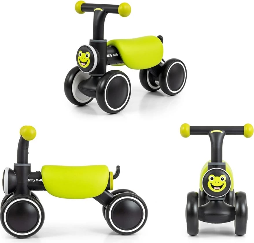 bicikletë balancuese fëmijësh, Milly Mally, York, 4 rrota, dritë LED dhe tinguj, 12–36 muaj, deri 25 kg, jeshile