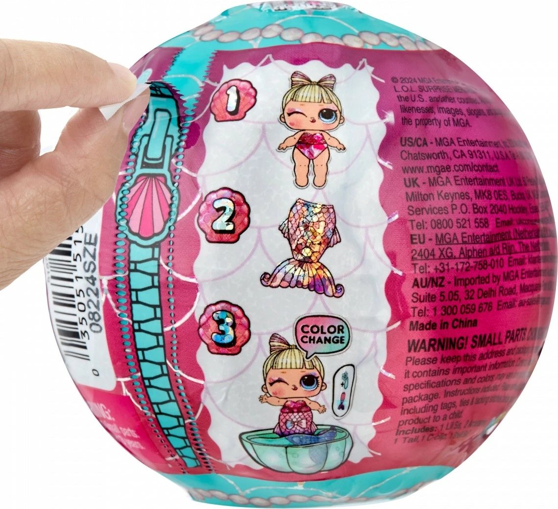 Kukull surprizë L.O.L. Surprise Mermaids, MGA, 510604-EUC, me bisht që ndryshon ngjyrë