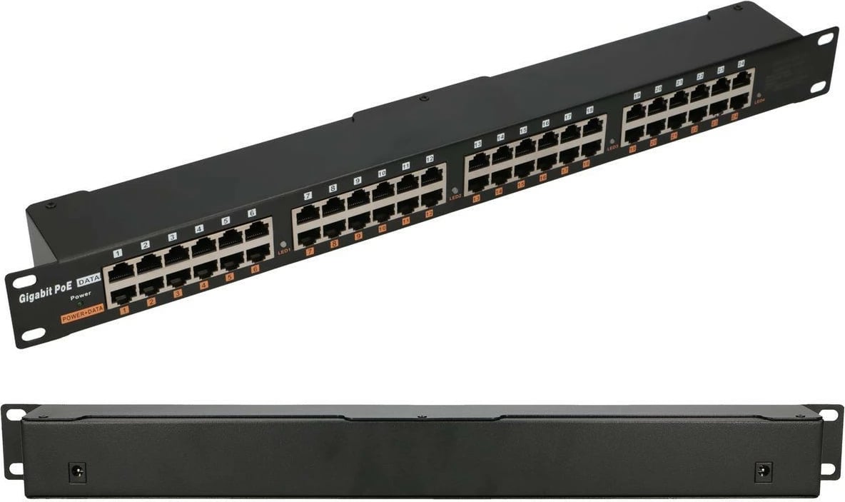 PoE Injector Extralink EX.15692, 24 porta, Gigabit, e zezë