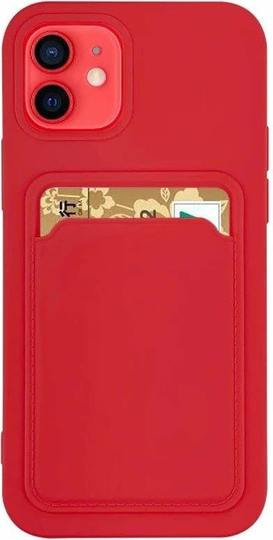 Mbështjellës silikoni Hurtel për Xiaomi Redmi Note 10/10S me vend për kartela, Kuq