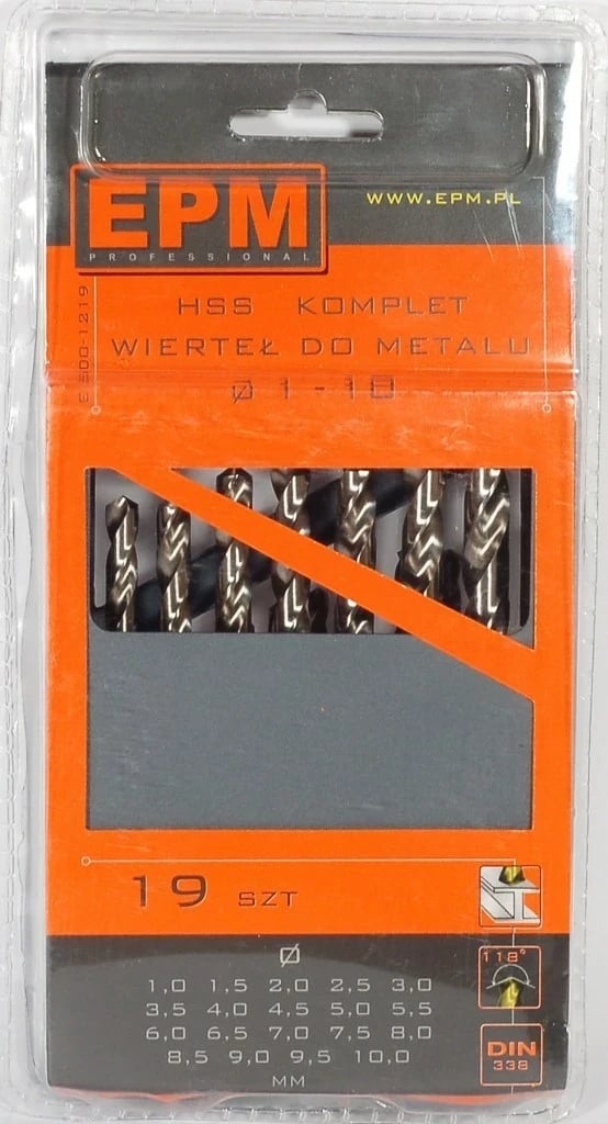 Set spiralash HSS për metal 1-10mm, 19 copë