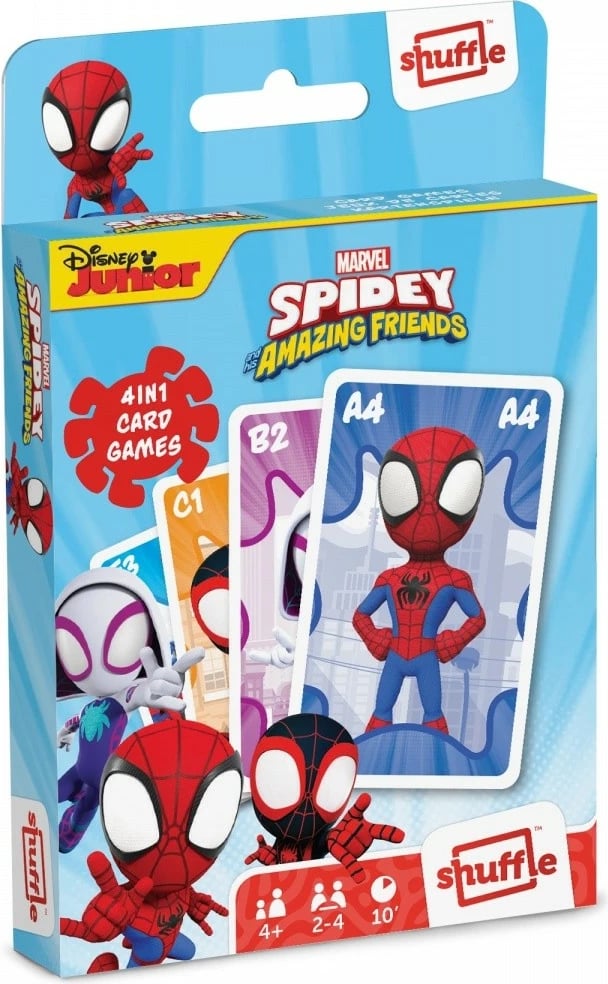 Lojë letra Shuffle Fun 4-in-1 Cartamundi Marvel Spidey and Amazing Friends, 33 letra