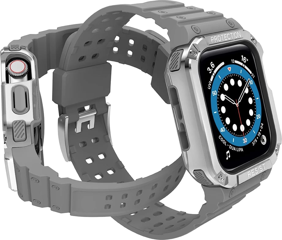 Rrip me kasë për Apple Watch Hurtel Protect Strap Band, 41/40/38mm, Gri/Argjend