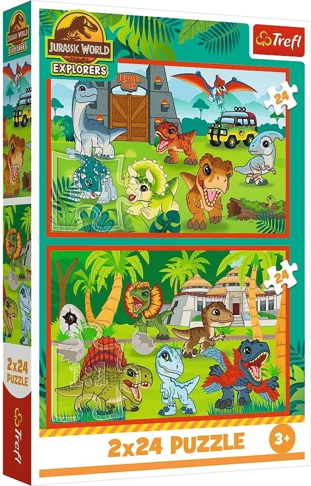 Puzzle Trefl Jurassic World Explorers 2x24 pjesë, për fëmijë