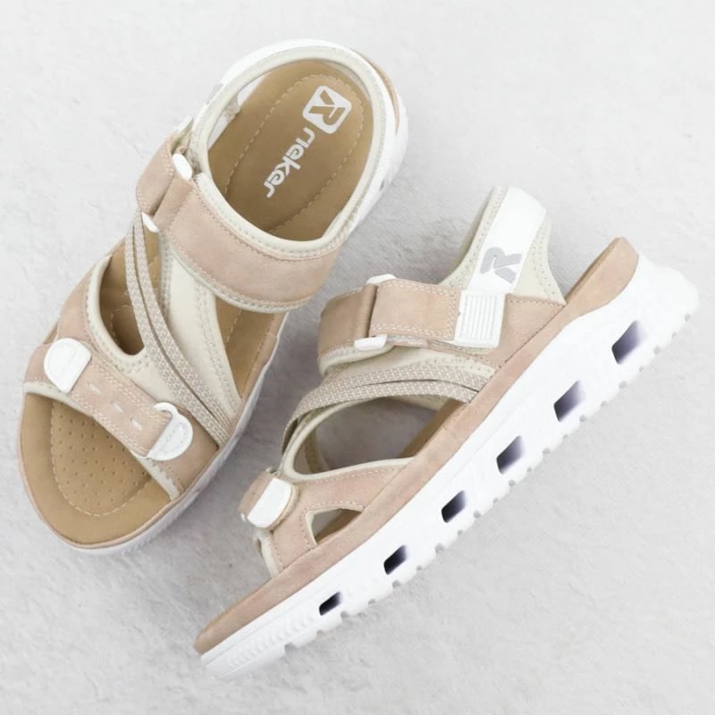 Sandale Rieker për femra, rozë/bezhë