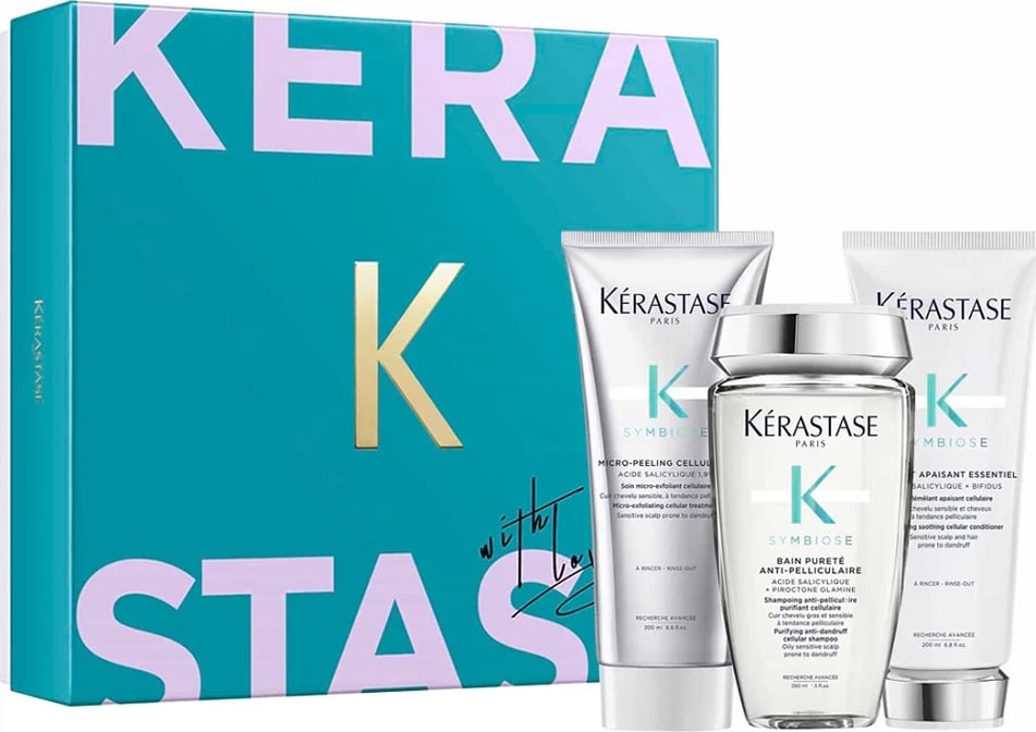 Set për kujdesin e flokëve Kerastase Symbiose Cleansing për femra, 250ml+200ml+200ml