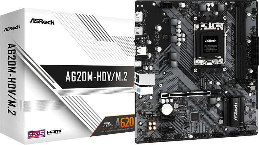Pllakë amë ASRock A620M-HDV/M.2, AMD, Socket AM5, DDR5, 96 GB
