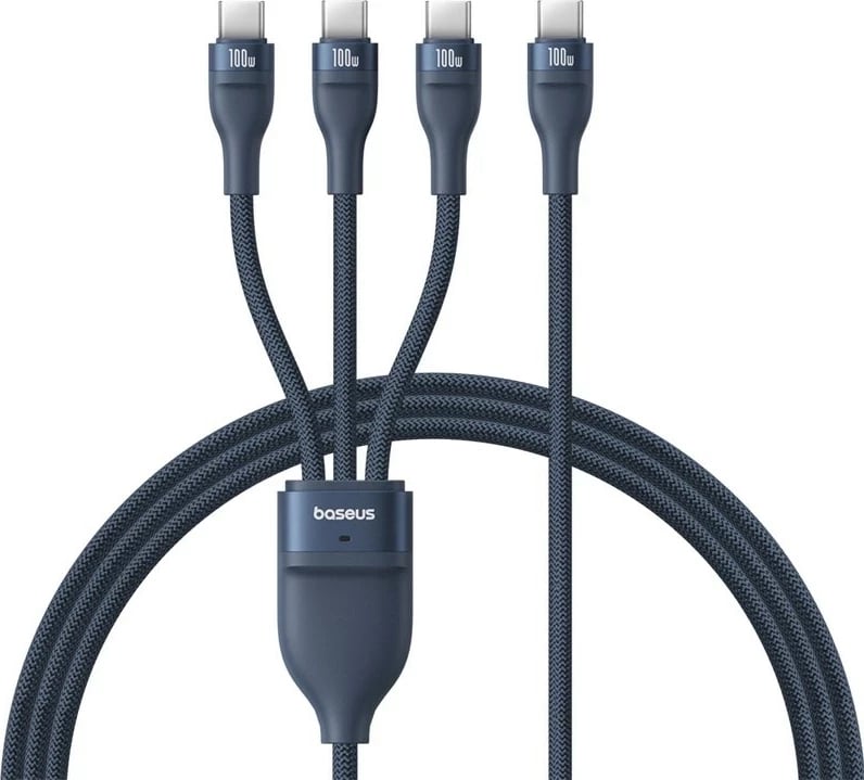 Kabllo Baseus Flash Series Type C në C+C+C, 480 Mbps, 1.5 m, Blu