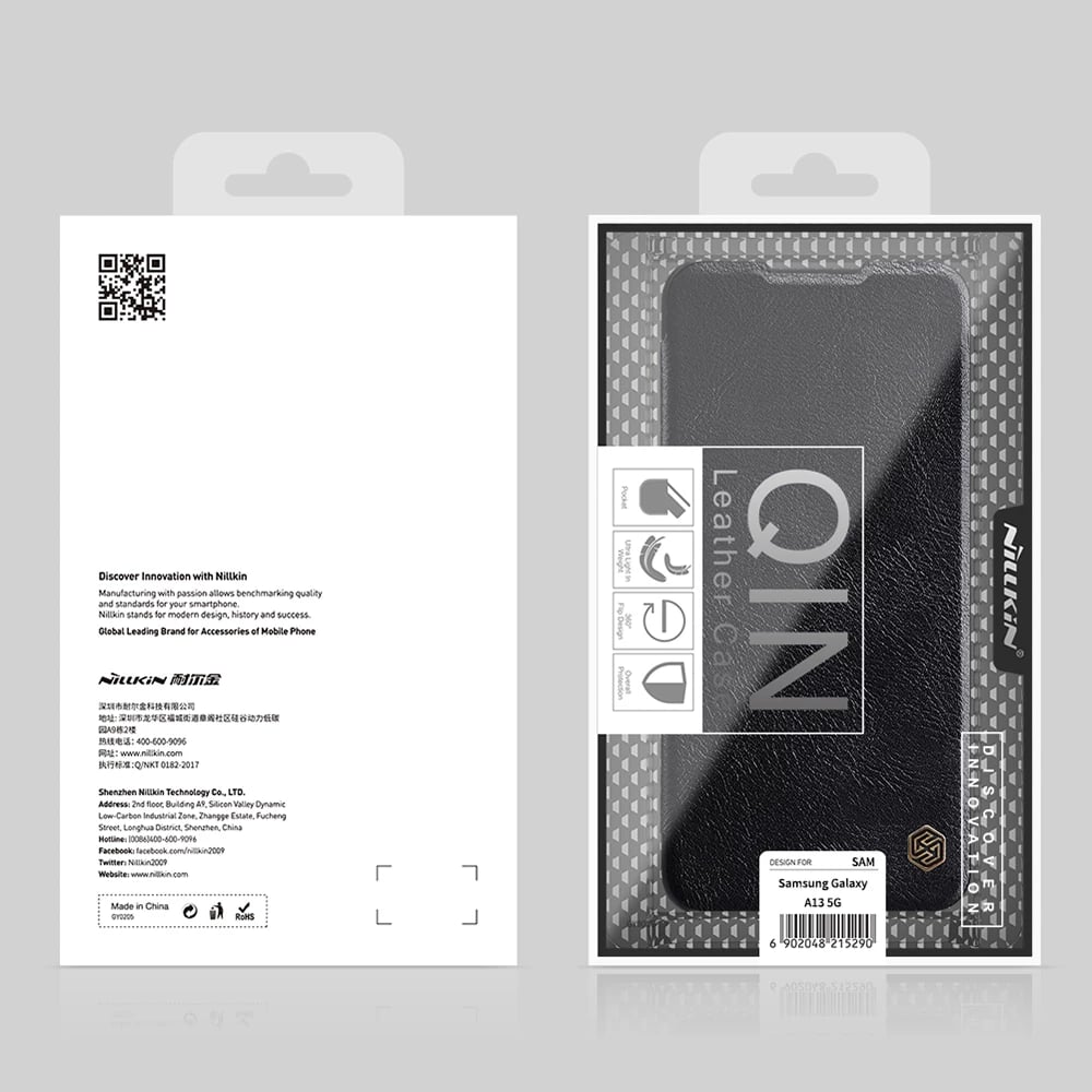 Mbështjellës Nillkin Qin për Samsung Galaxy A13 5G, lëkurë, Kafe
