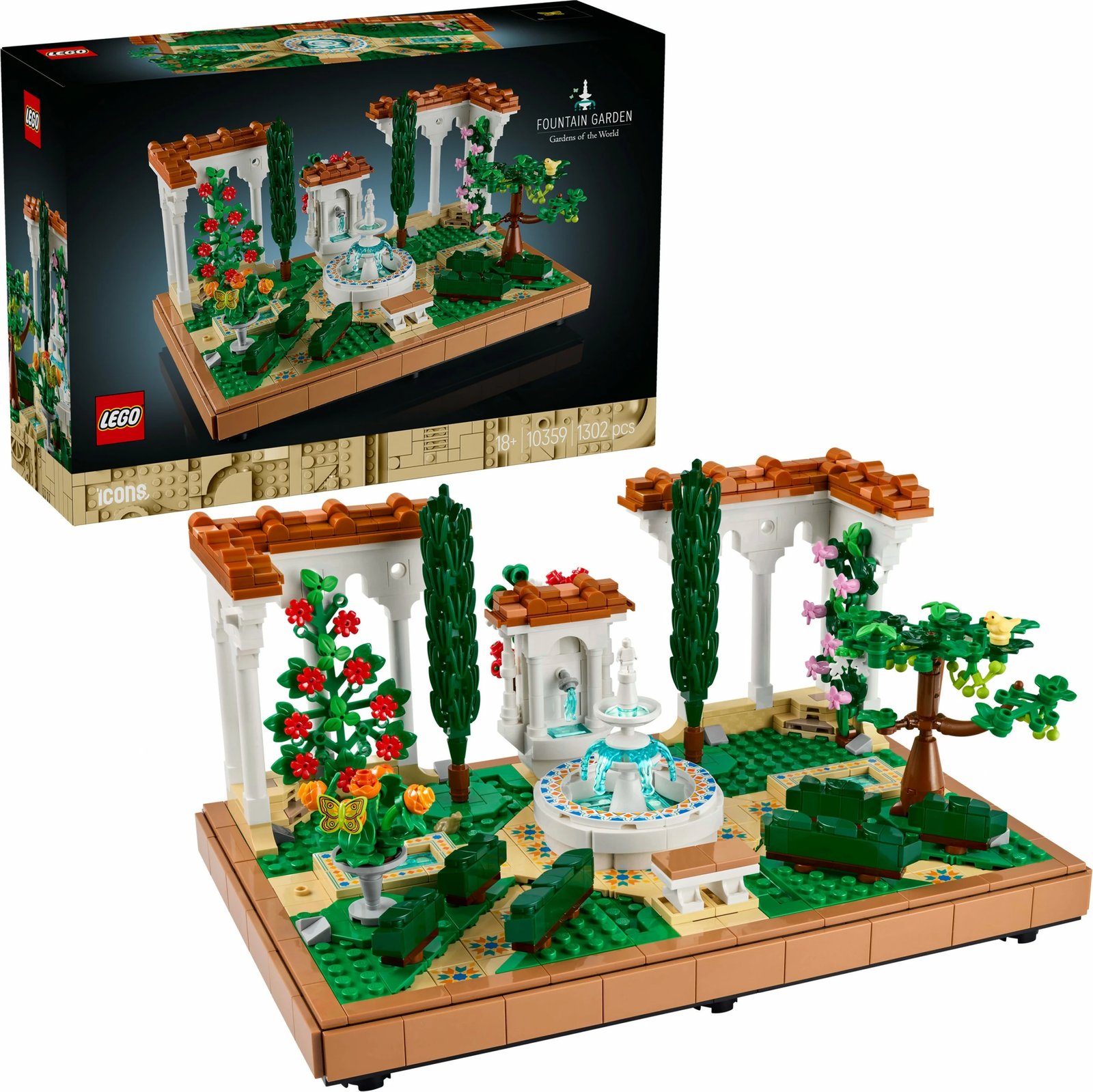 Set ndërtimi LEGO Icons 10359 Springbrunnengarten, 1302 pjesë, multikolor