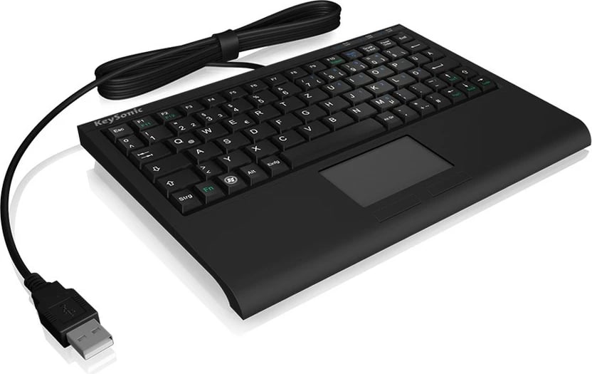 Tastierë mini KeySonic ACK-3410 me touchpad, USB, QWERTZ, e zezë