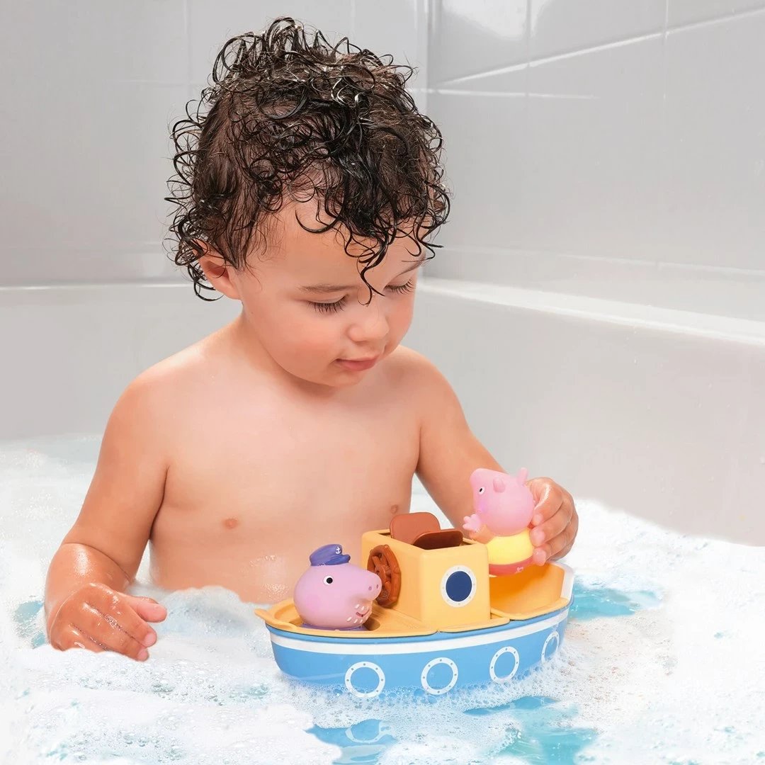 Set lodrash TOMY Peppa Pig Grandpa Pig's Splash & Pour Boat, shumëngjyrëshe
