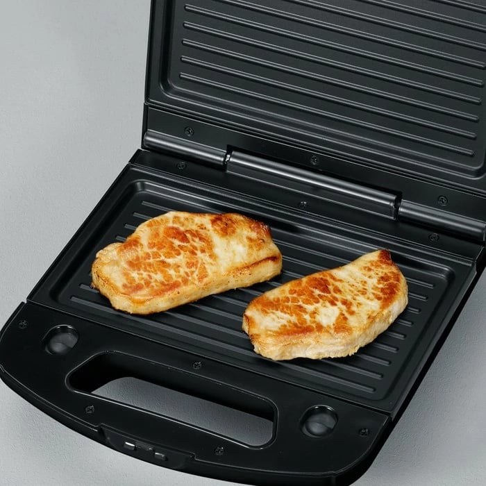 Aparat për waffle e sandviç Severin 2968, 1000W, 2 copa, pllaka të ndërrueshme, zi/krom