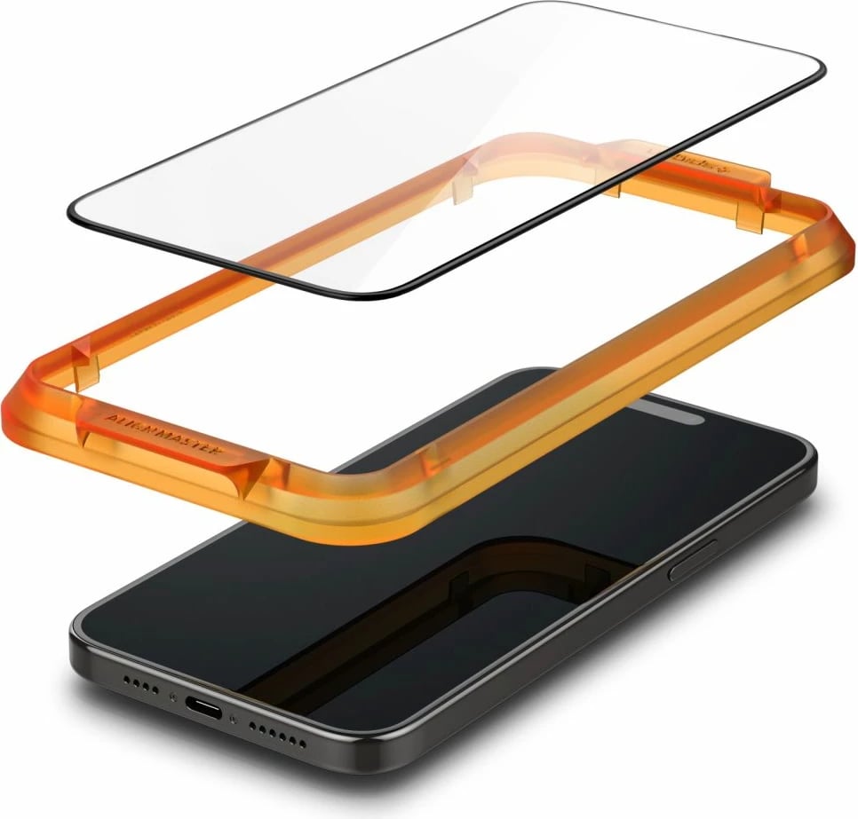 Xham i temperuar Spigen Glass tR AlignMaster për iPhone 15 Pro, 2 copë, Zi