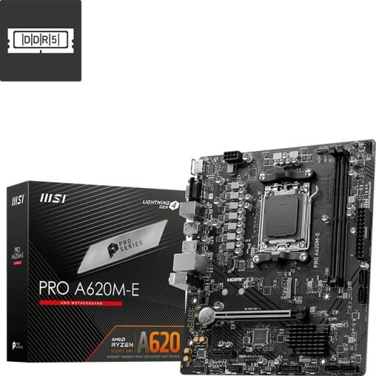 Pllakë amë MSI PRO A620M-E, AMD, Socket AM5, DDR5-SDRAM, 96 GB
