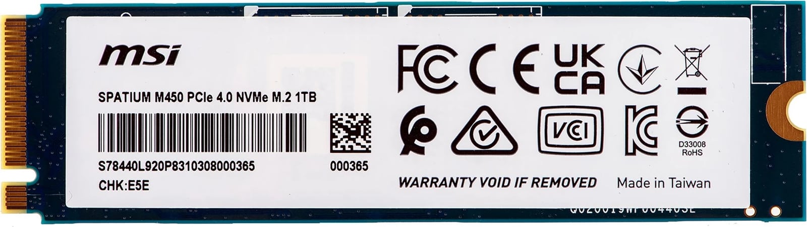 SSD MSI SPATIUM M450, 1TB, PCIe 4.0, M.2